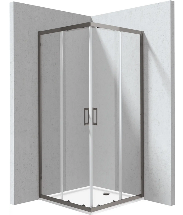 Deante Funkia Evo szögletes zuhanykabin zuhanytálcával 90x90 cm, titánium KYCPD088P