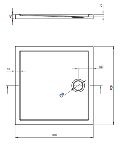 Deante Funkia Evo szögletes zuhanykabin zuhanytálcával 90x90 cm, titánium KYCPD088P