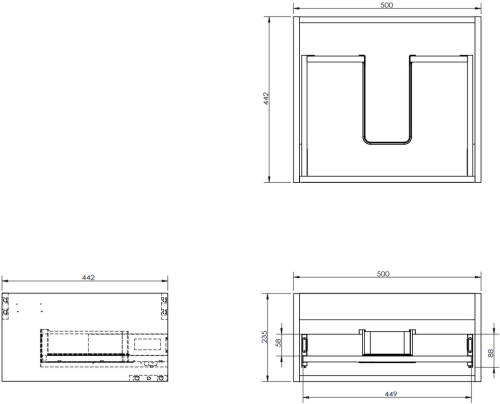 Mexen Rivel 50 cm fürdőszobai szekrény pulttal, 1 fiók, bordázott, dió - 91A20-05023-1-BFC86