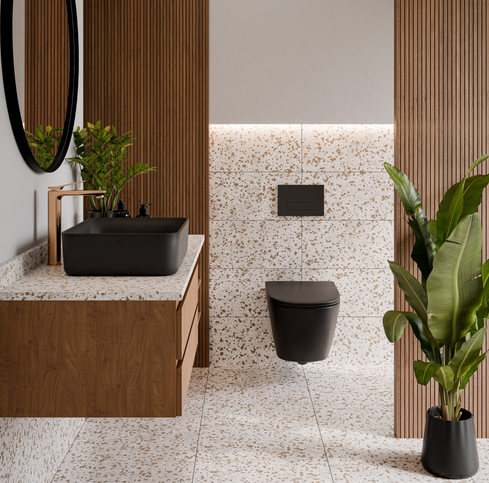 Invena TAVRO WC csésze, QFS soft-close ülőkével, matt fekete CE-71-005-Y
