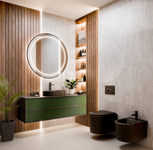 Invena GLAMOUR struktúrált fali wc csésze, QFS, soft-close ülőkével, matt fekete  CE-92-005-L