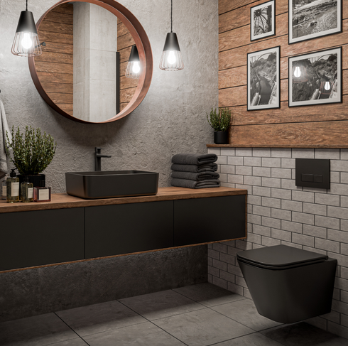 Invena Florin fali wc csésze, QFS, soft-close ülőkével, matt fekete CE-94-005-L