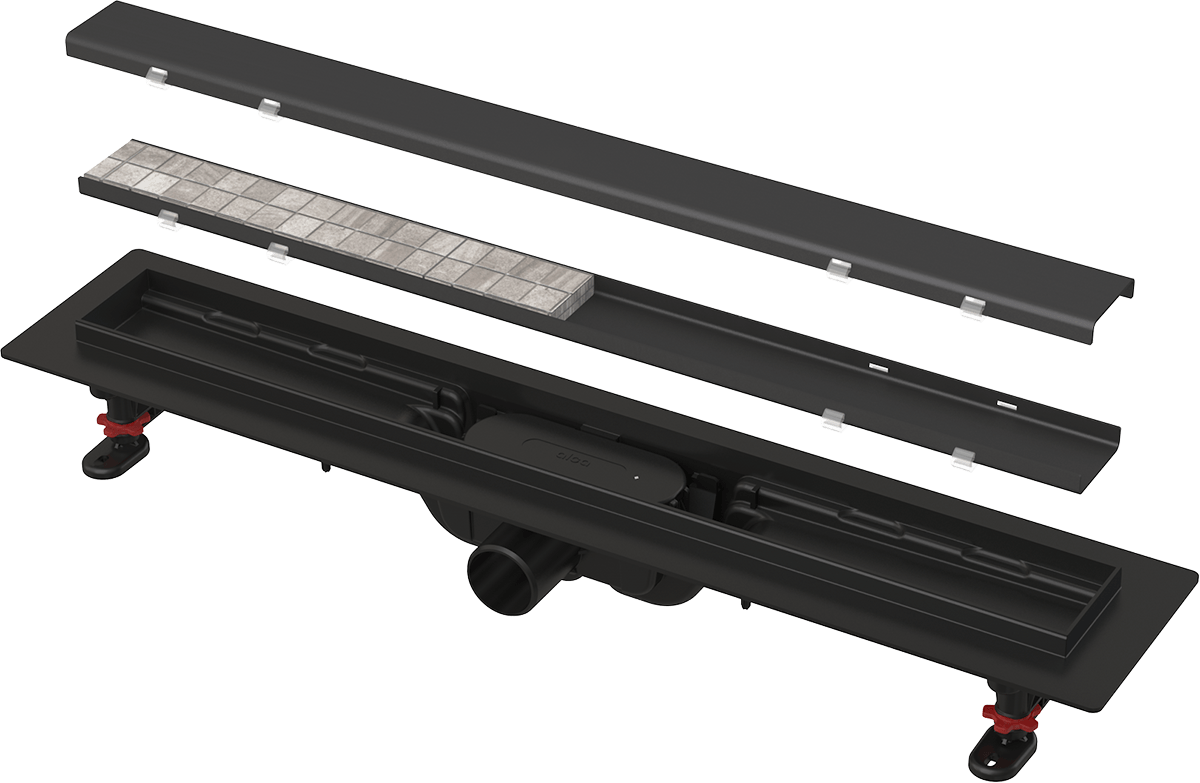 ALCA (Alcaplast) APZ19BLACK-GM-B Simple 95 cm zuhanyfolyóka forgatható ráccsal, szálcsiszolt gun metal APZ19BLACK-950-GM-B