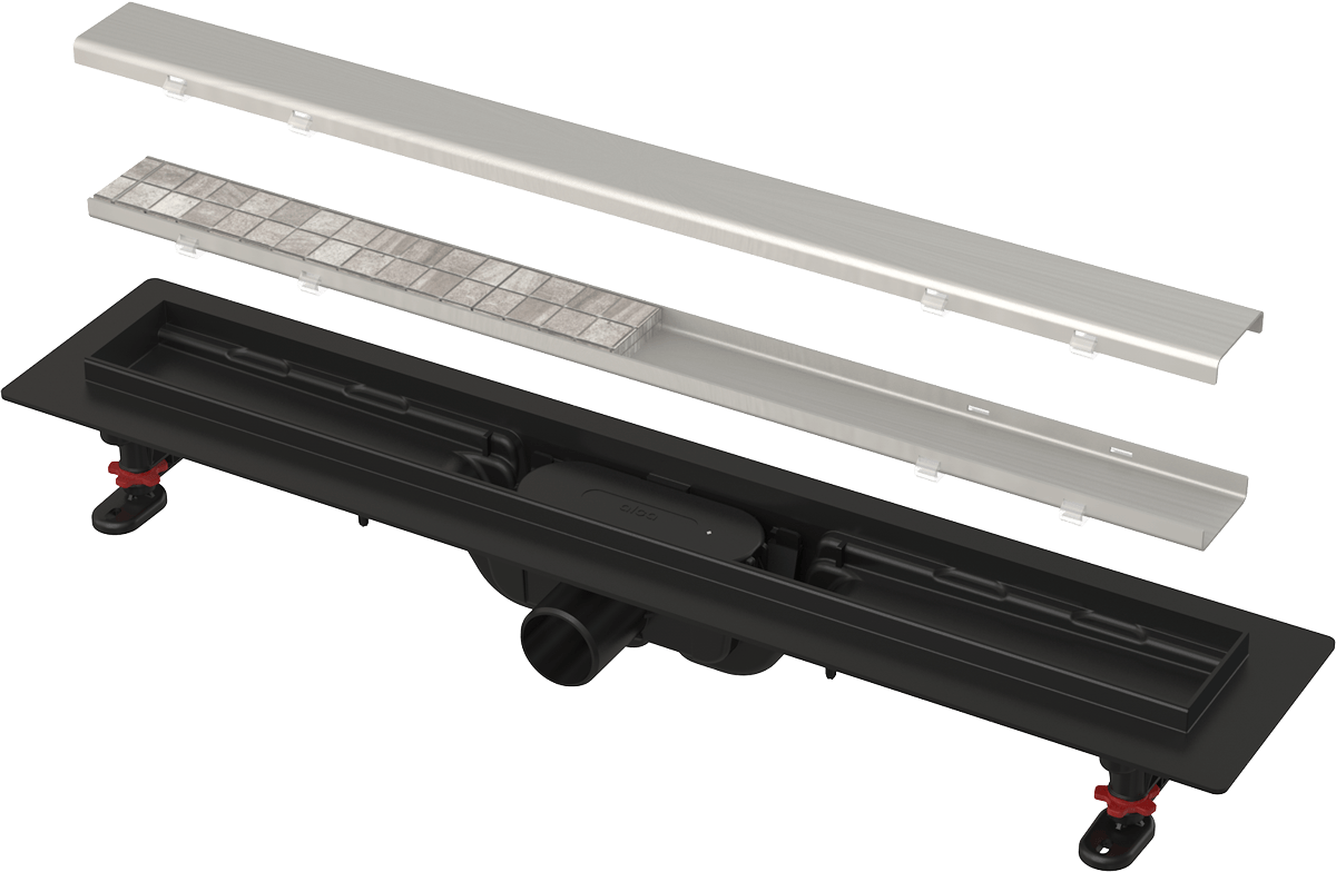 ALCA (Alcaplast) APZ19BLACK-N-B Simple 75 cm zuhanyfolyóka forgatható ráccsal, szálcsiszolt nikkel APZ19BLACK-750-N-B