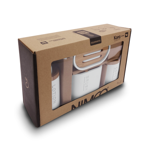 Roltechnik NIMCO Kora fürdőszobai kiegészítő szett, bambusz/matt fehér KO 24000SET-05
