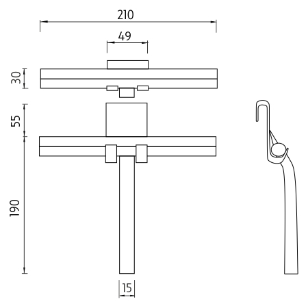 Roltechnik NIMCO szilikon vízlehúzó akasztóval, matt fekete UN 3012-90