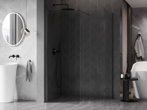 Mexen Kioto-X Walk-in zuhanyfal 120 x 100 cm, átlátszó 10 mm, gun metal - 800-120-202-95-00-100-X