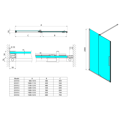 Sapho GELCO SPIRIT 120 cm zuhanyajtó transzparent üveggel, króm GI1012