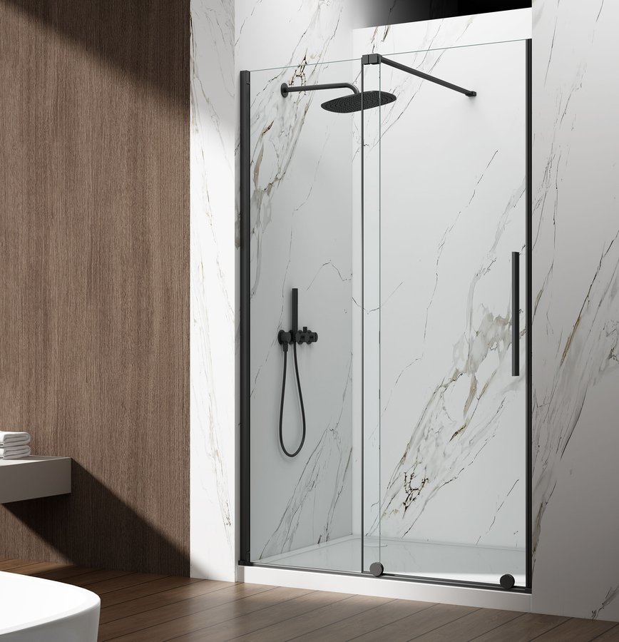 Sapho GELCO SPIRIT BLACK 150 cm zuhanyajtó transzparent üveggel, matt fekete GI1015B