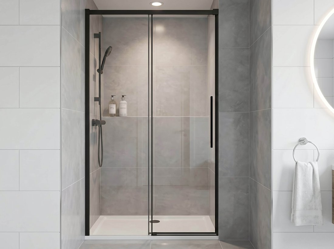 Sapho GELCO LUXOR BLACK 120 cm zuhanyajtó transzparent üveggel, matt fekete GU1212B