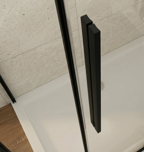 Sapho GELCO LUXOR BLACK 80 cm tolóajtó sarokbelépős zuhanykabinhoz transzparent üveggel, matt fekete GU2180B