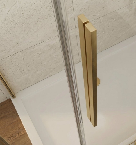 Sapho GELCO LUXOR GOLD 80 cm tolóajtó sarokbelépős zuhanykabinhoz transzparent üveggel, matt arany GU2180G