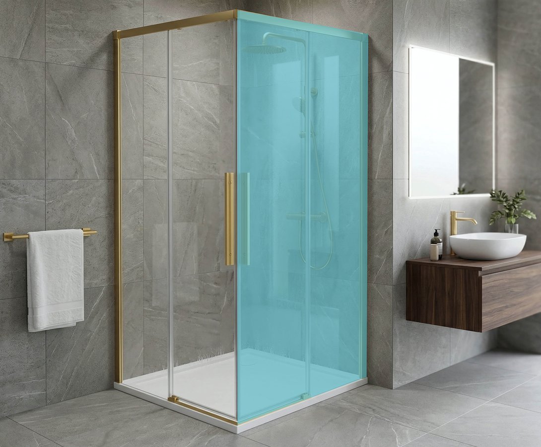 Sapho GELCO LUXOR GOLD 80 cm tolóajtó sarokbelépős zuhanykabinhoz transzparent üveggel, matt arany GU2180G