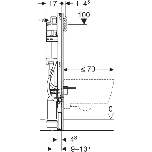 Geberit Duofix fali WC-szerelőelem, 112 cm, Sigma 12 cm-es falsík alatti öblítőtartállyal, akadálymentes, kapaszkodókhoz 111.375.00.6