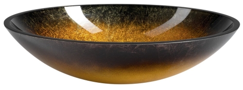 Sapho BEAUTY SELVA 51x38 cm pultra ültethető üvegmosdó, fekete/arany TY319
