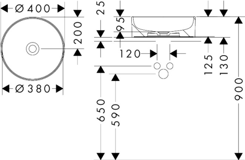 Hansgrohe Xuniva S 40 cm pultra ültethető mosdó, fehér 60164450