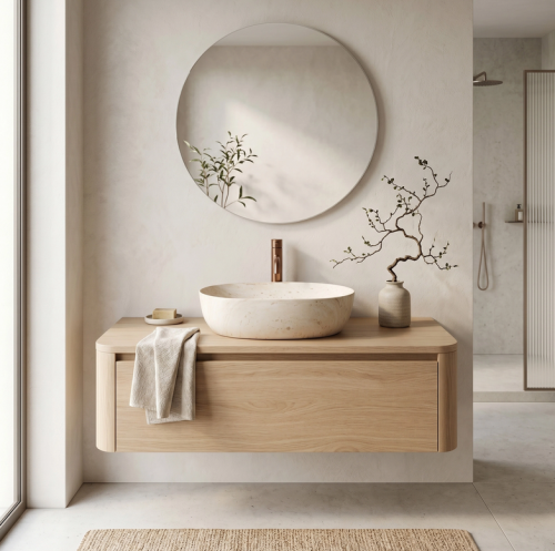 Rea Amelia Travertine Classic 48x34,5 cm pultra ültethető kőhatású mosdó REA-U4210