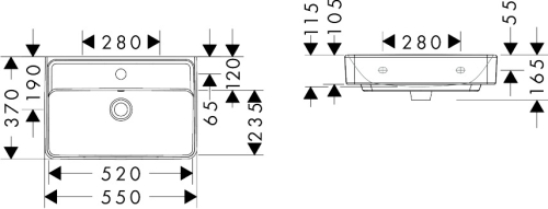 Hansgrohe Xanuia Q 55x37 cm kompakt fali mosdó, fehér 60209450