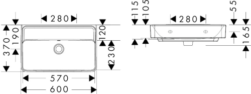 Hansgrohe Xanuia Q 60x37 cm kompakt fali mosdó csaplyuk nélkül, fehér 60214450