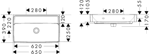 Hansgrohe Xanuia Q 65x39 cm kompakt fali mosdó csaplyuk nélkül, fehér 60220450