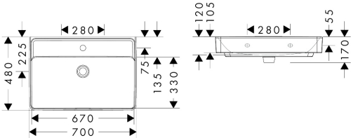 Hansgrohe Xanuia Q SmartClean 70x48 cm fali mosdó, fehér 61134450