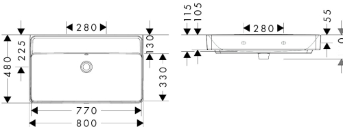 Hansgrohe Xanuia Q 80x48 cm fali mosdó csaplyuk nélkül, fehér 60226450