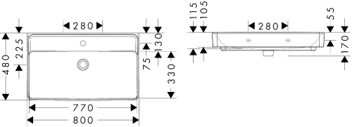 Hansgrohe Xanuia Q SmartClean 80x48 cm fali mosdó, fehér 61138450