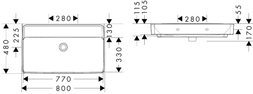 Hansgrohe Xanuia Q SmartClean 80x48 cm fali mosdó csaplyuk nélkül, fehér 61139450