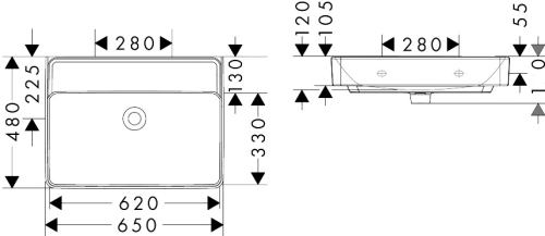 Hansgrohe Xanuia Q SmartClean 65x48 cm fali mosdó csaplyuk nélkül, fehér 61154450
