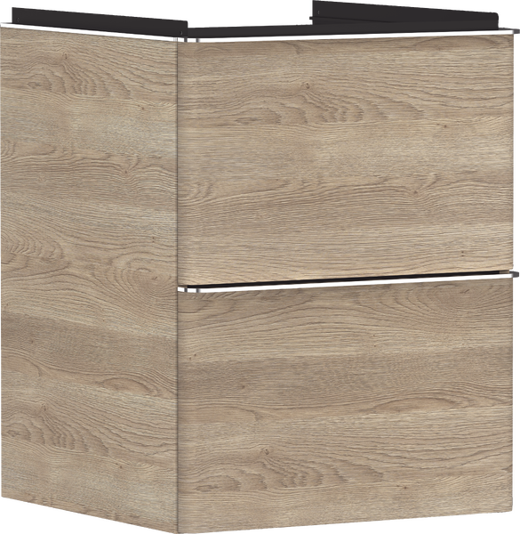 Hansgrohe Xelu Q 48x48 cm 2 fiókos mosdószekrény króm fogantyúval, természetes tölgy 54021000