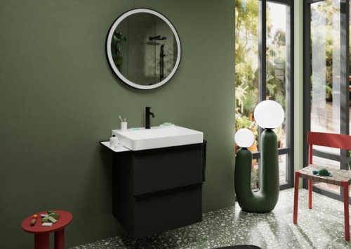 Hansgrohe Xelu Q 58x48 cm 2 fiókos mosdószekrény matt fekete fogantyúval, matt gyémántszürke 54024670