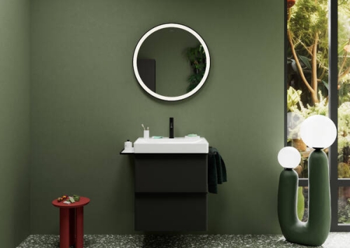 Hansgrohe Xelu Q 58x48 cm 2 fiókos mosdószekrény matt fekete fogantyúval, matt gyémántszürke 54024670