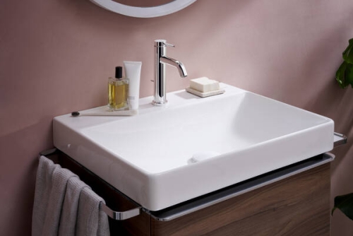 Hansgrohe Xelu Q 58x48 cm 2 fiókos mosdószekrény króm fogantyúval, sötét dió 54026000