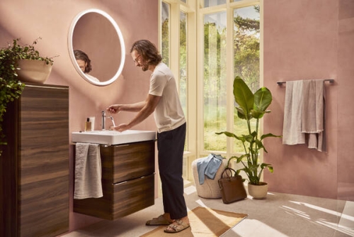 Hansgrohe Xelu Q 58x48 cm 2 fiókos mosdószekrény króm fogantyúval, sötét dió 54026000