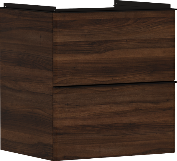 Hansgrohe Xelu Q 58x48 cm 2 fiókos mosdószekrény matt fekete fogantyúval, sötét dió 54026670
