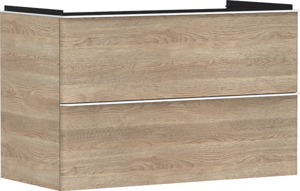 Hansgrohe Xelu Q 98x48 cm 2 fiókos mosdószekrény matt fehér fogantyúval, természetes tölgy 54033700