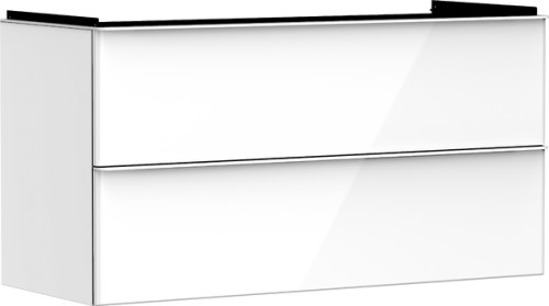 Hansgrohe Xelu Q 118x48 cm 2 fiókos mosdószekrény matt fehér fogantyúval, magasfényű fehér 54035700