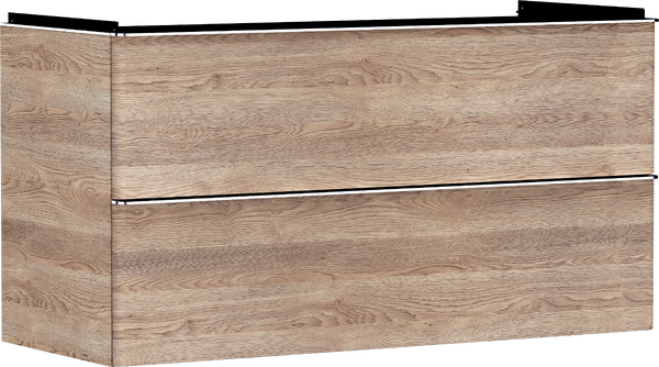 Hansgrohe Xelu Q 118x48 cm 2 fiókos mosdószekrény króm fogantyúval, természetes tölgy 54037000