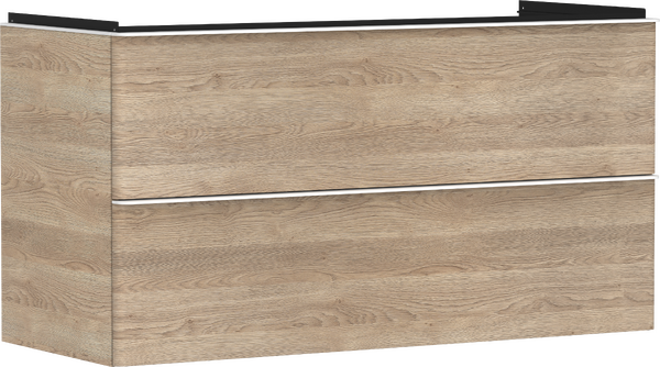 Hansgrohe Xelu Q 118x48 cm 2 fiókos mosdószekrény matt fehér fogantyúval, természetes tölgy 54037700