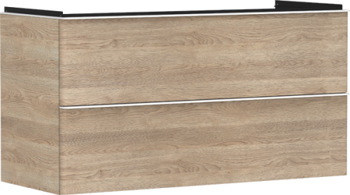 Hansgrohe Xelu Q 118x48 cm 2 fiókos mosdószekrény matt fehér fogantyúval, természetes tölgy 54037700