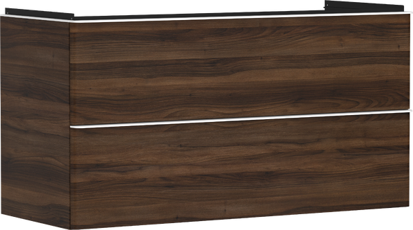 Hansgrohe Xelu Q 118x48 cm 2 fiókos mosdószekrény matt fehér fogantyúval, sötét dió 54038700