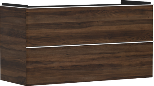 Hansgrohe Xelu Q 118x48 cm 2 fiókos mosdószekrény matt fehér fogantyúval, sötét dió 54038700