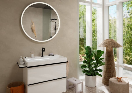 Hansgrohe Xelu Q 78x48 cm 2 fiókos mosdószekrény matt fekete fogantyúval, magasfényű fehér 54027670