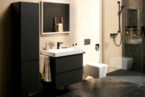 Hansgrohe Xelu Q 78x48 cm 2 fiókos mosdószekrény matt fekete fogantyúval, matt gyémántszürke 54028670