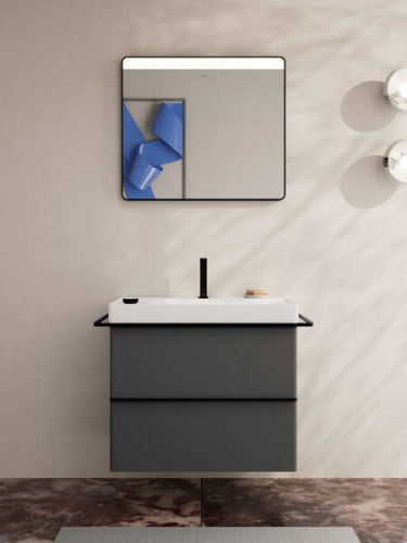 Hansgrohe Xelu Q 78x48 cm 2 fiókos mosdószekrény matt fekete fogantyúval, matt gyémántszürke 54028670