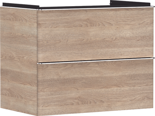 Hansgrohe Xelu Q 78x48 cm 2 fiókos mosdószekrény króm fogantyúval, természetes tölgy 54029000