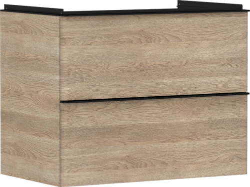 Hansgrohe Xelu Q 78x48 cm 2 fiókos mosdószekrény matt fekete fogantyúval, természetes tölgy 54029670