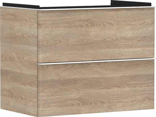 Hansgrohe Xelu Q 78x48 cm 2 fiókos mosdószekrény matt fehér fogantyúval, természetes tölgy 54029700