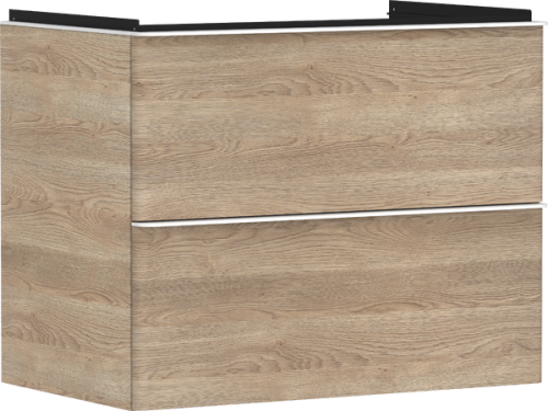 Hansgrohe Xelu Q 78x48 cm 2 fiókos mosdószekrény matt fehér fogantyúval, természetes tölgy 54029700