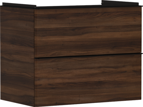 Hansgrohe Xelu Q 78x48 cm 2 fiókos mosdószekrény matt fekete fogantyúval, sötét dió 54030670